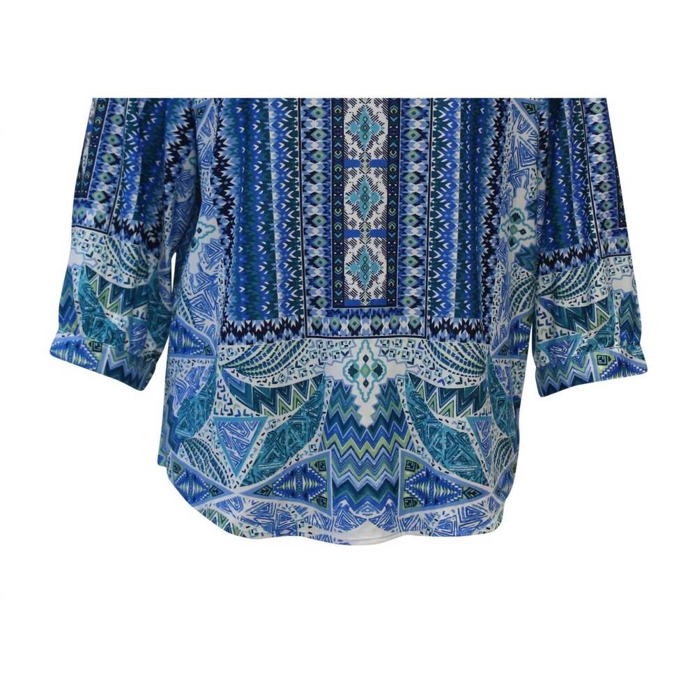 NEW N TOUCH women's peggi abstract print top in blue